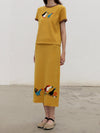YANYAN KNITS Fall/Winter 2025 Collection: Goose-themed T-shirt/Skirt Set (YYK-YYW25-1391-HUANG T-shirt)